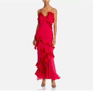 LoveShackFancy Rialto Ruffle Trim V-neck Maxi Dress